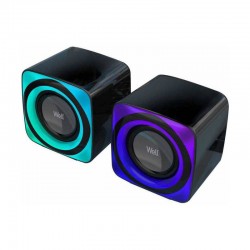 Boxe WELL BRW01 2.0, USB, 18W, lumina RGB, Bluetooth, Black